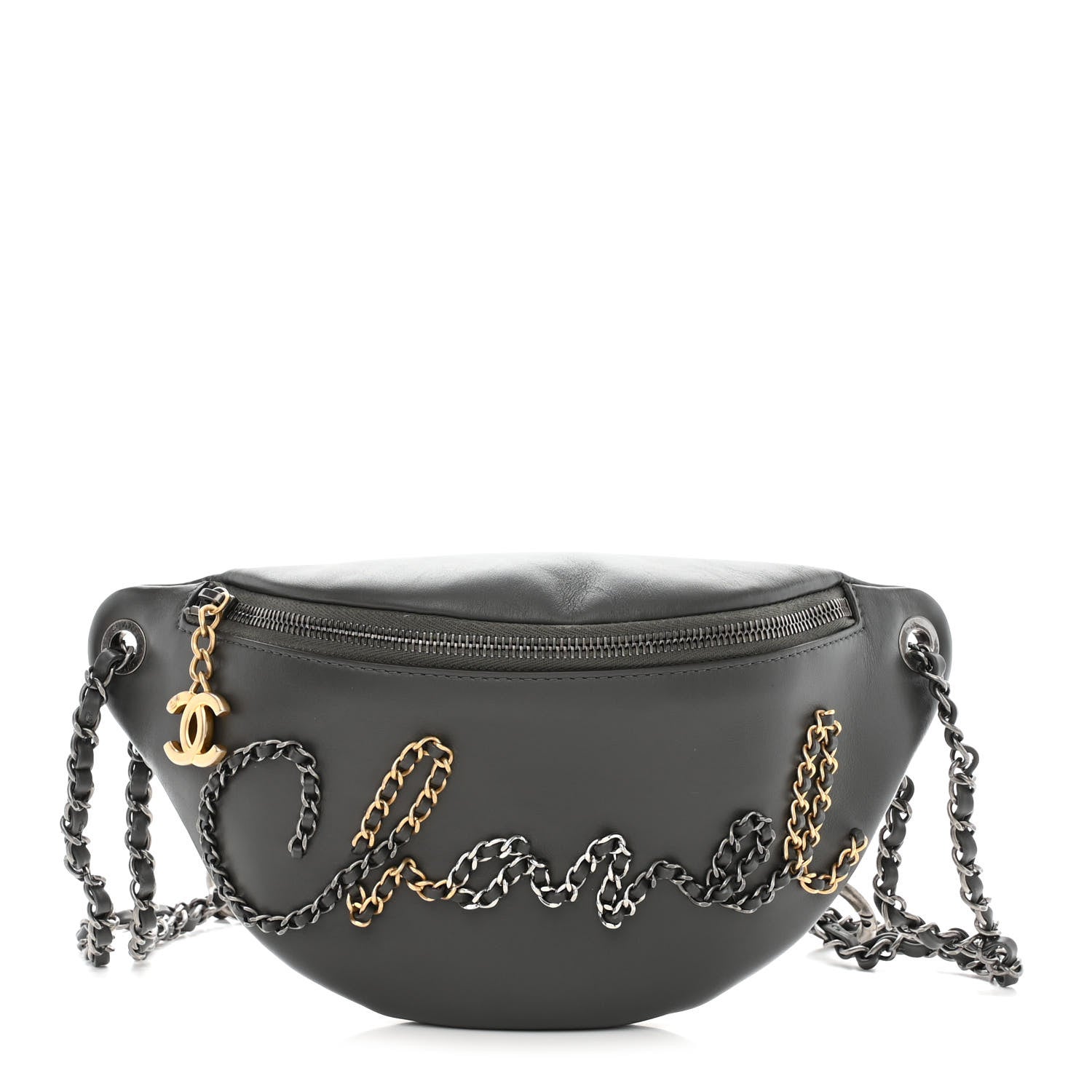 Chanel Calfskin Chain 20s Signe Waist Bag Grey 1 of 10