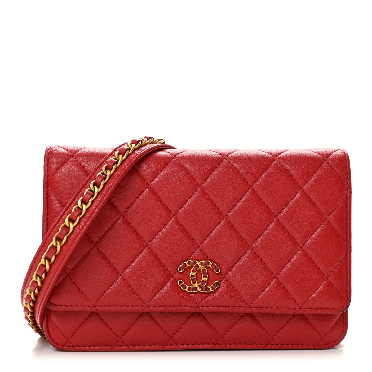 Chanel Lambskin Quilted Infinity Wallet On Chain WOC Red 1 of 14