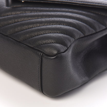 Saint Laurent Sheepskin Matelasse Chevron Monogram Medium College Bag Black 9 of 10