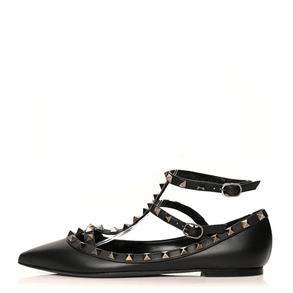 Valentino Garavani Nappa Rockstud Cage Ballerina Flats 38.5 Black 1 of 8