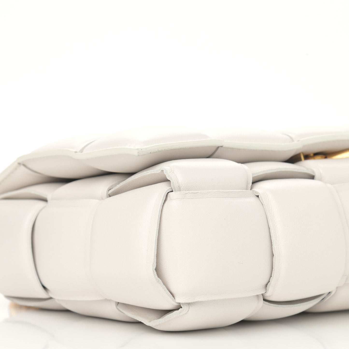 Lambskin Maxi Intreccio Padded Chain Cassette Crossbody Bag White