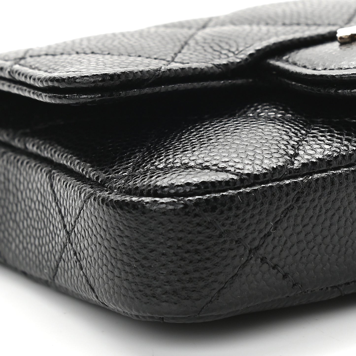 Caviar Quilted Mini Chain Belt Bag Black