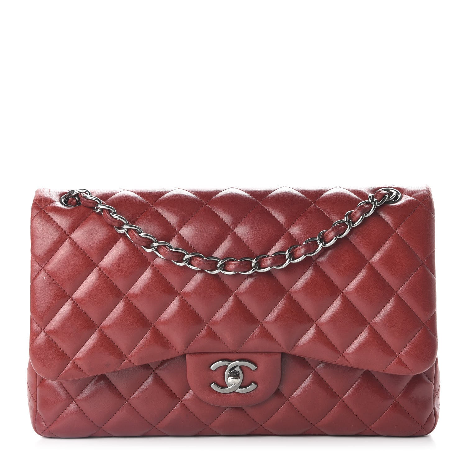 Chanel Lambskin Quilted Jumbo Double Flap Red 1 of 10