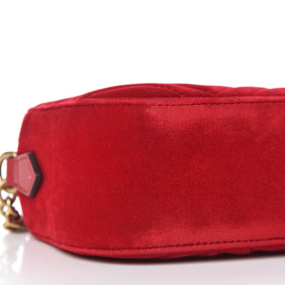 Gucci Velvet Matelasse Small GG Marmont Chain Shoulder Bag Hibiscus Red 9 of 10