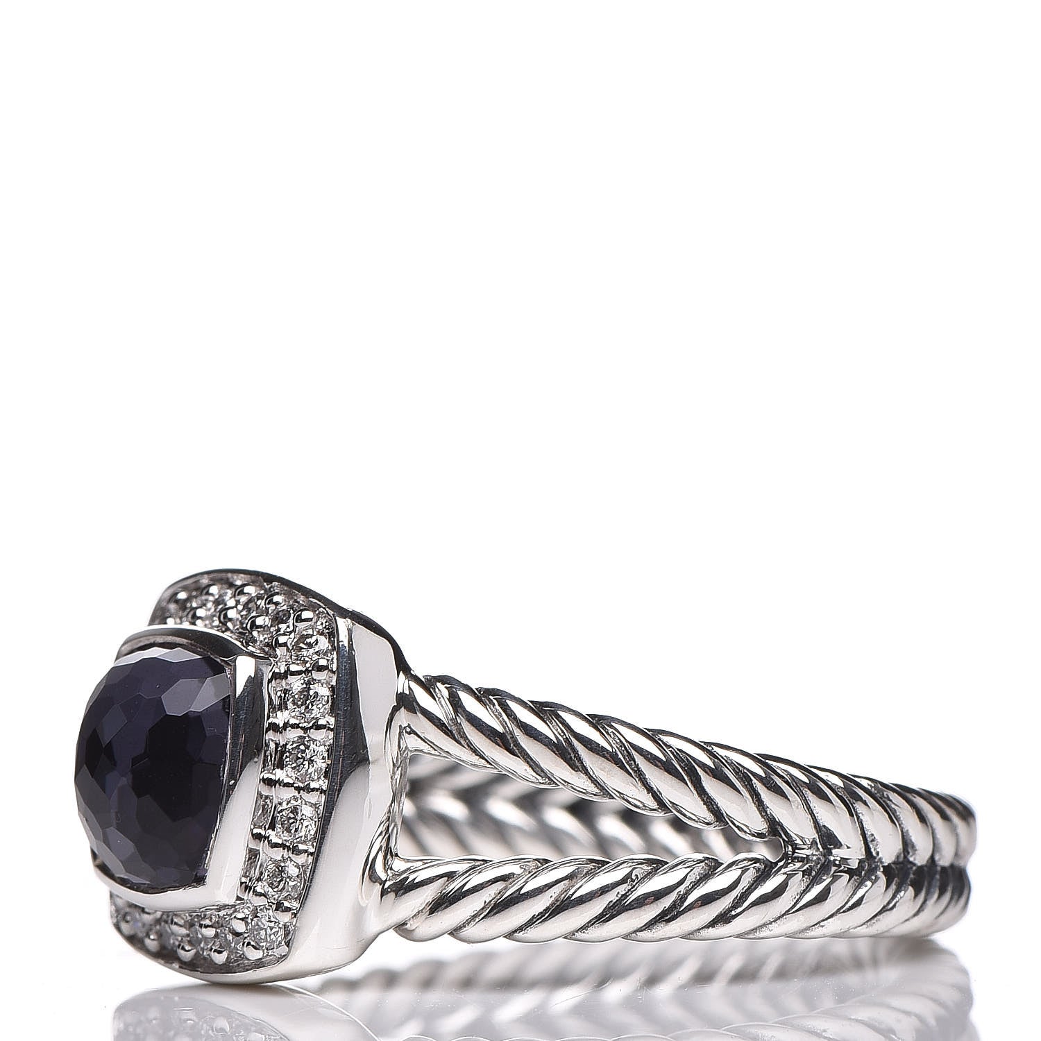 David Yurman Sterling Silver Diamond Black Orchid 7mm Petite Albion Ring 54 7 3 of 5