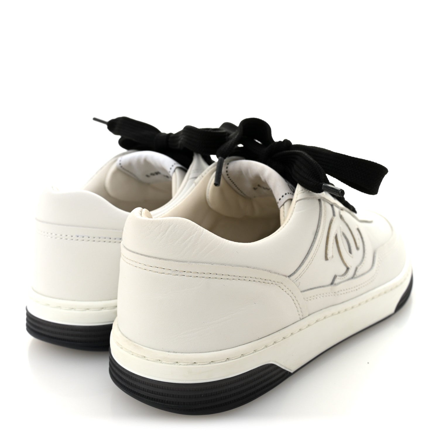 Chanel Calfskin CC Womens Sneakers 36 White Black 5 of 11