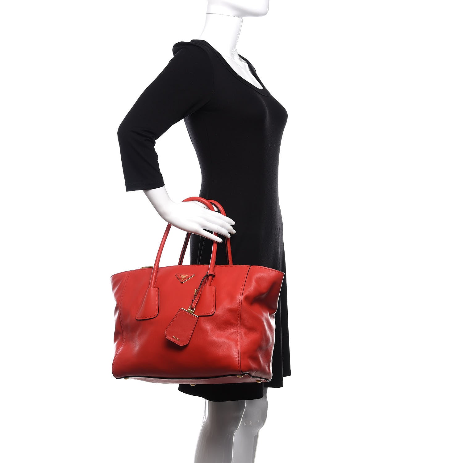 Prada Vitello Soft Twin Pocket Tote Lacca 3 of 10