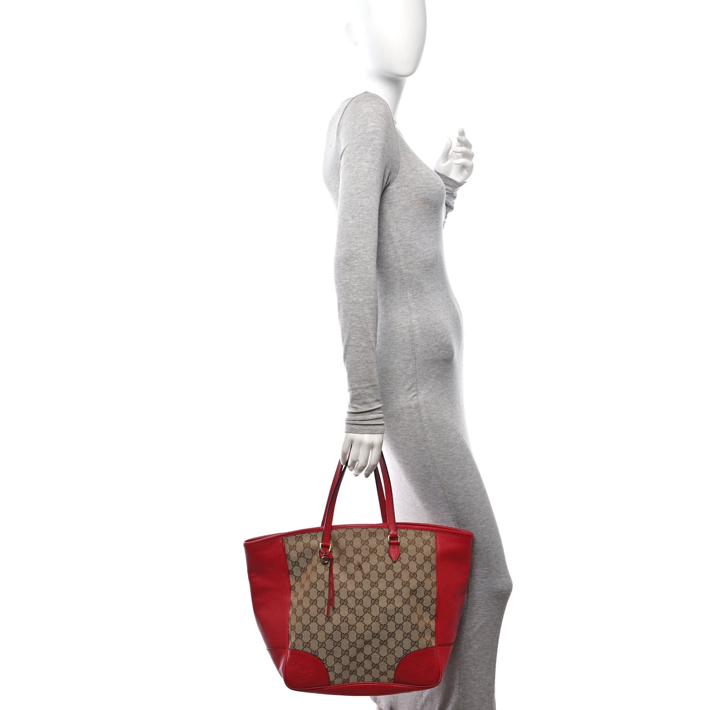 Monogram Bree Zippered Tote Beige Red