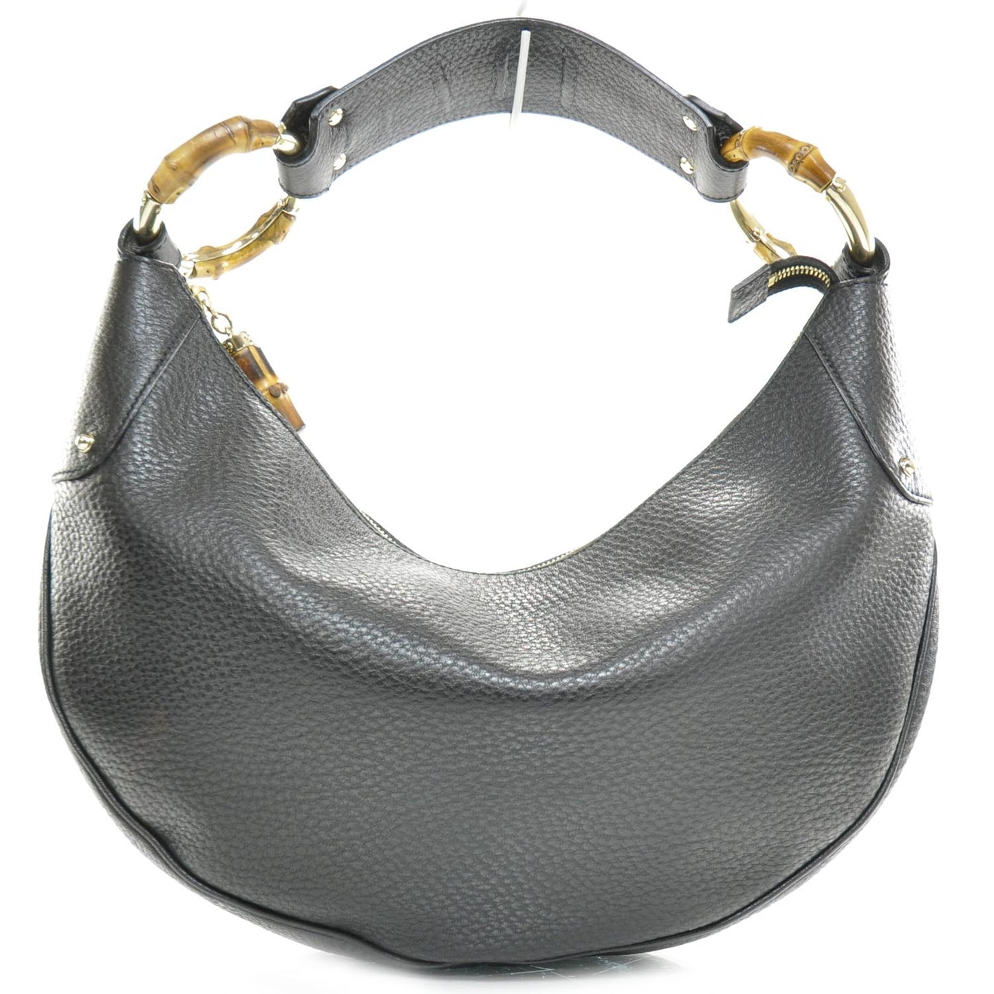 Leather Bamboo Ring Hobo Black