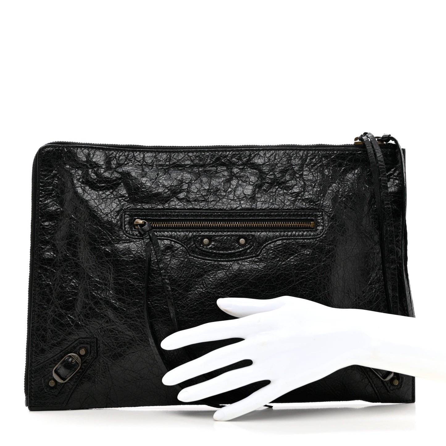 Agneau Classic Hardware Small Pouch Black