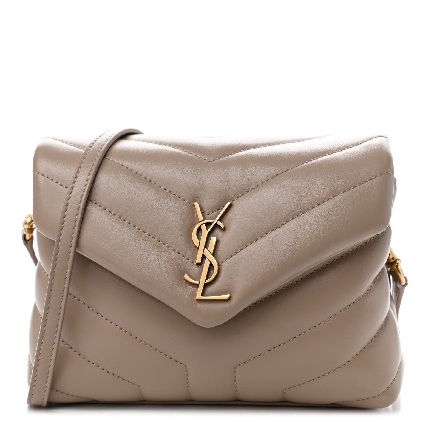 Calfskin Y Quilted Monogram Toy Loulou Crossbody Bag Dark Beige
