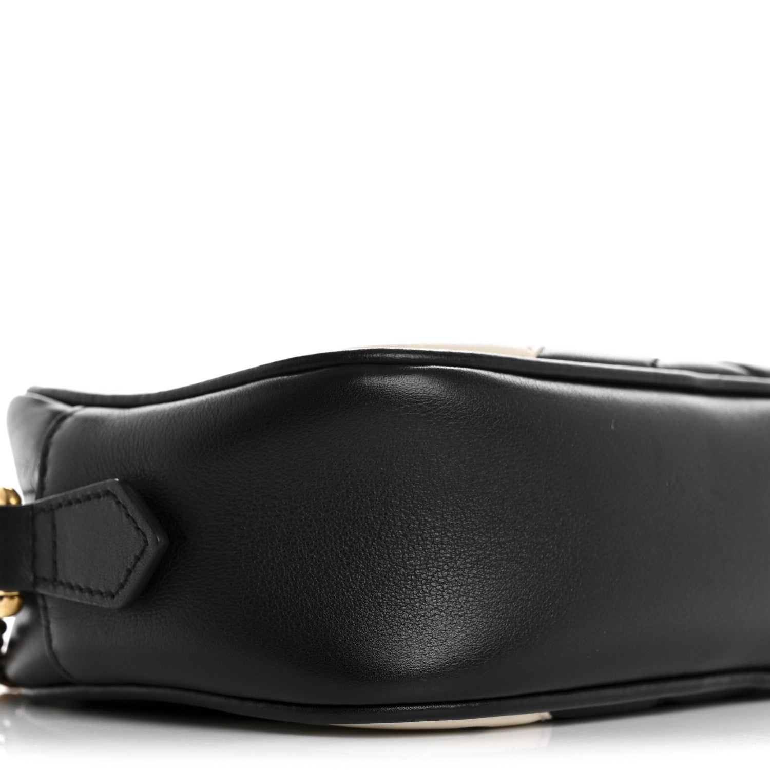 Gucci Calfskin Matelasse Mini GG Marmont Chain Shoulder Bag Black White 9 of 14