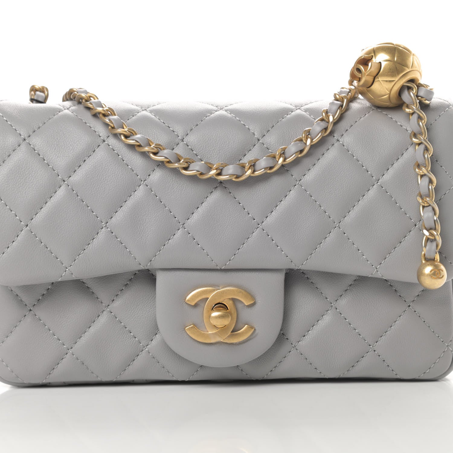 Chanel Lambskin Quilted Mini Rectangular Pearl Crush Flap Grey 8 of 12