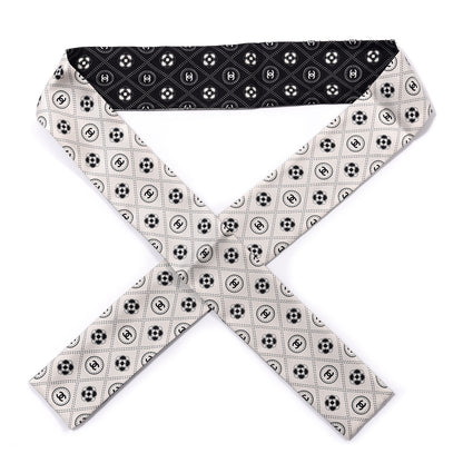 Chanel Silk CC Polka Dot Slim Bandeau Scarf Black Ecru 1 of 3