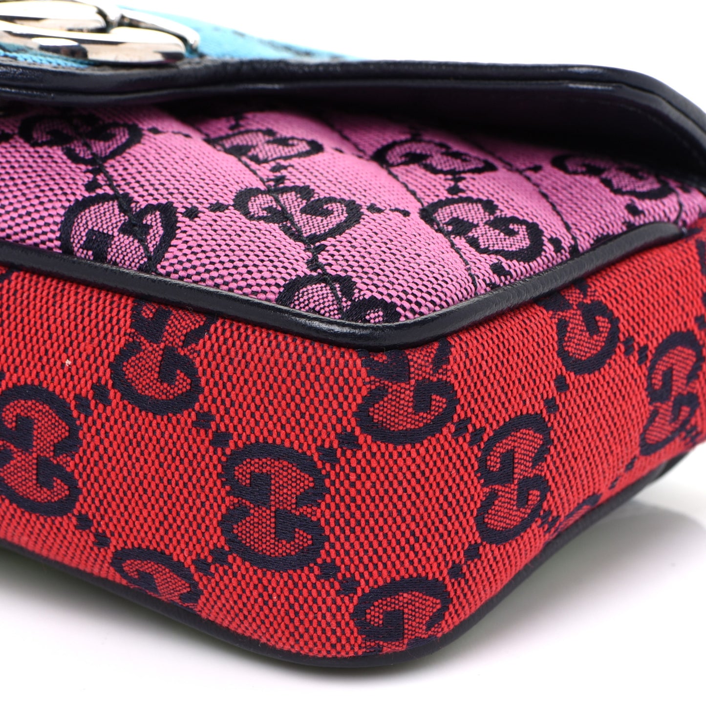 Monogram Multicolor Matelasse Diagonal Super Mini GG Marmont Shoulder Bag Light Blue Pink Blue Green Red