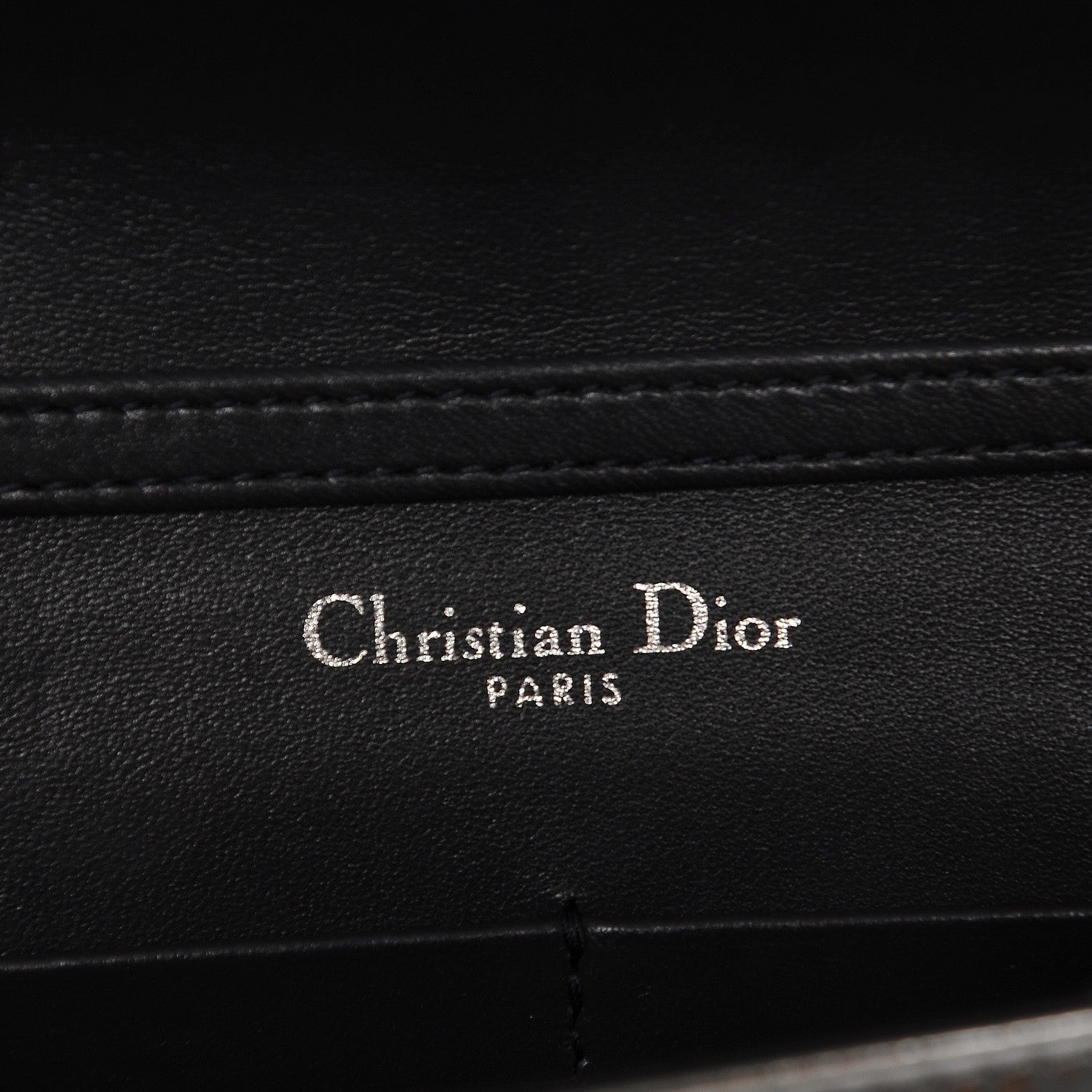 Christian Dior Metallic Patent Micro-Cannage Diorama Wallet on Chain Pouch Silver 6 of 9