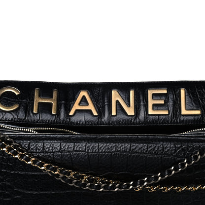 Chanel Crocodile Embossed Calfskin Medium Gabrielle Cocodile Hobo Black 8 of 13