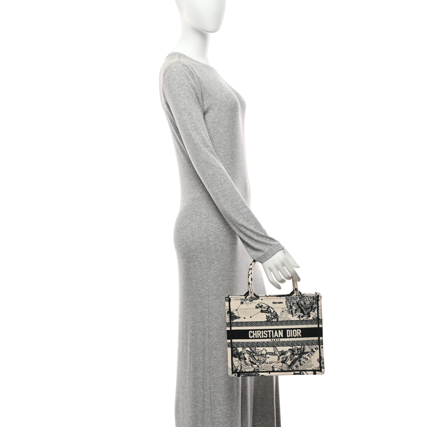 Christian Dior Canvas Embroidered Small Zodiac Toile De Jouy Book Tote Latte 2 of 10