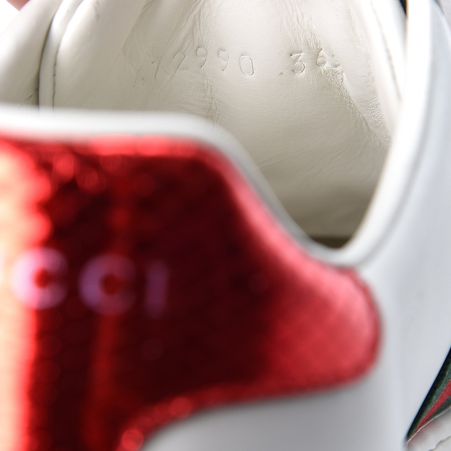 Gucci Calfskin Ayers Web Pierced Heart Embroidered New Ace Sneakers 36.5 White 7 of 9