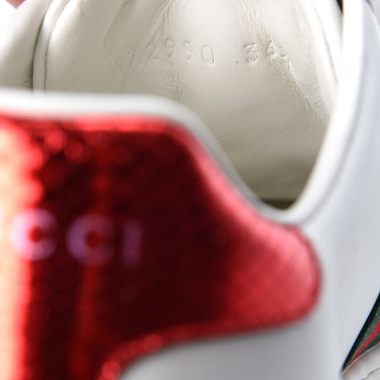 Gucci Calfskin Ayers Web Pierced Heart Embroidered New Ace Sneakers 36.5 White 7 of 9