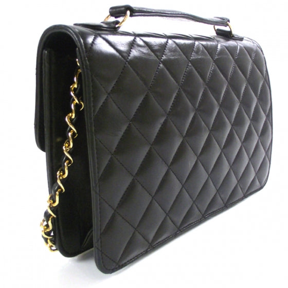 Lambskin Quilted Runway Flap Bag Black