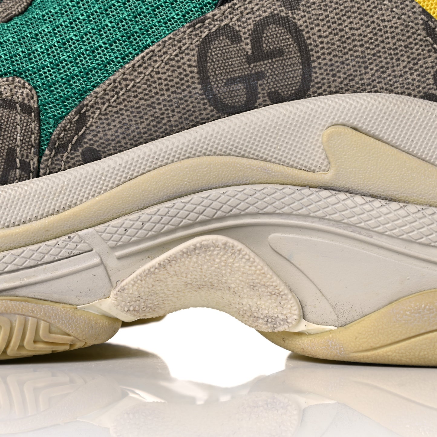 X GUCCI Maxi GG Supreme Monogram Womens Triple S Sneakers 39 Beige Ebony Black Green