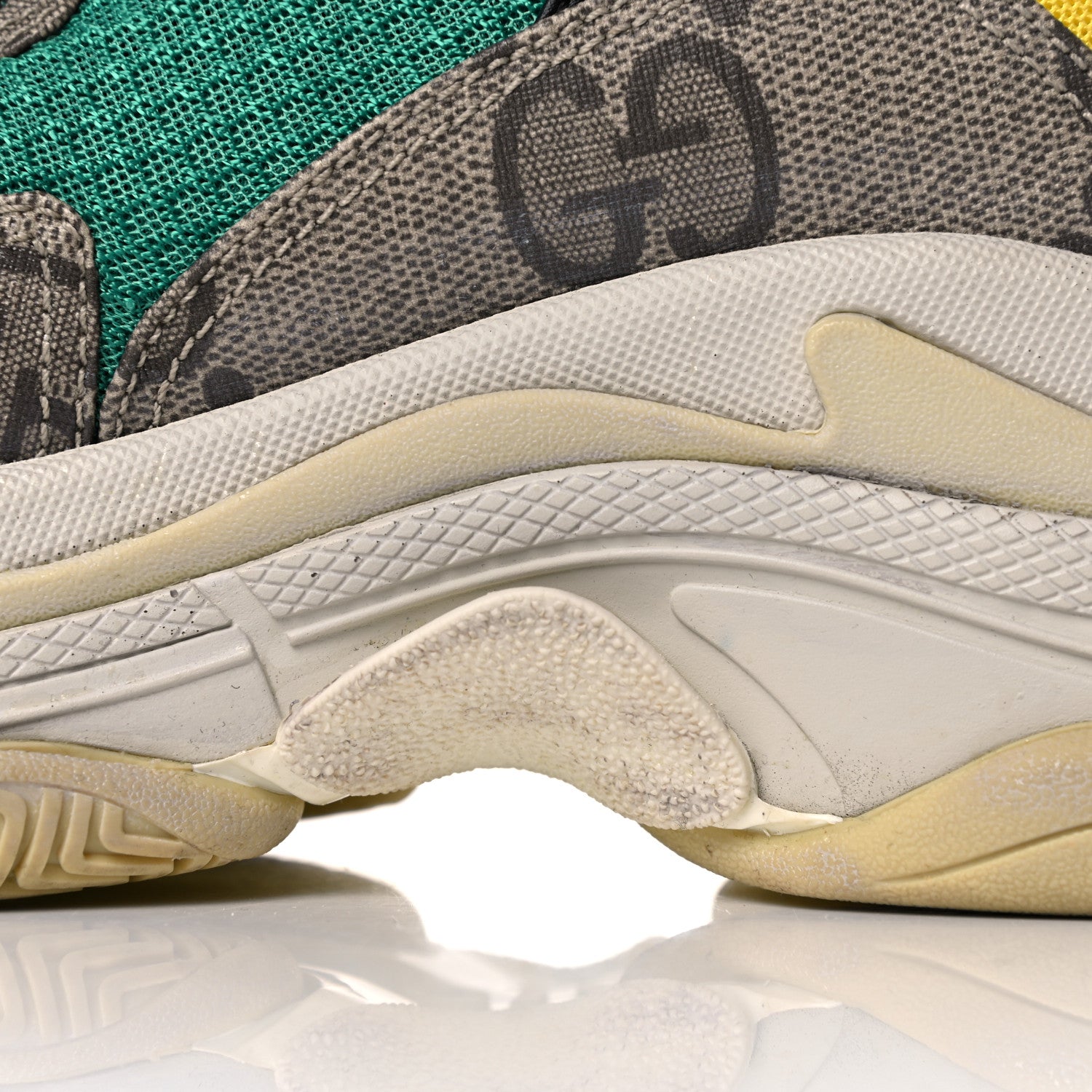 Balenciaga X GUCCI Maxi GG Supreme Monogram Womens Triple S Sneakers 39 Beige Ebony Black Green 9 of 12