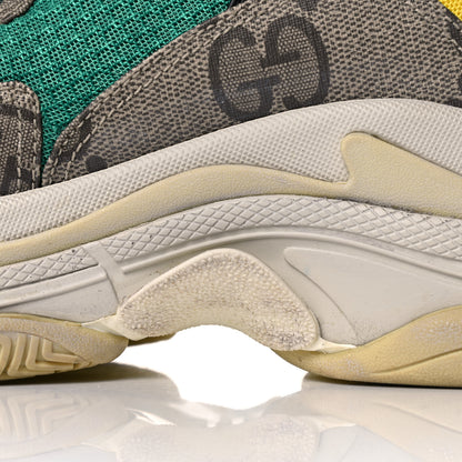 Balenciaga X GUCCI Maxi GG Supreme Monogram Womens Triple S Sneakers 39 Beige Ebony Black Green 9 of 12