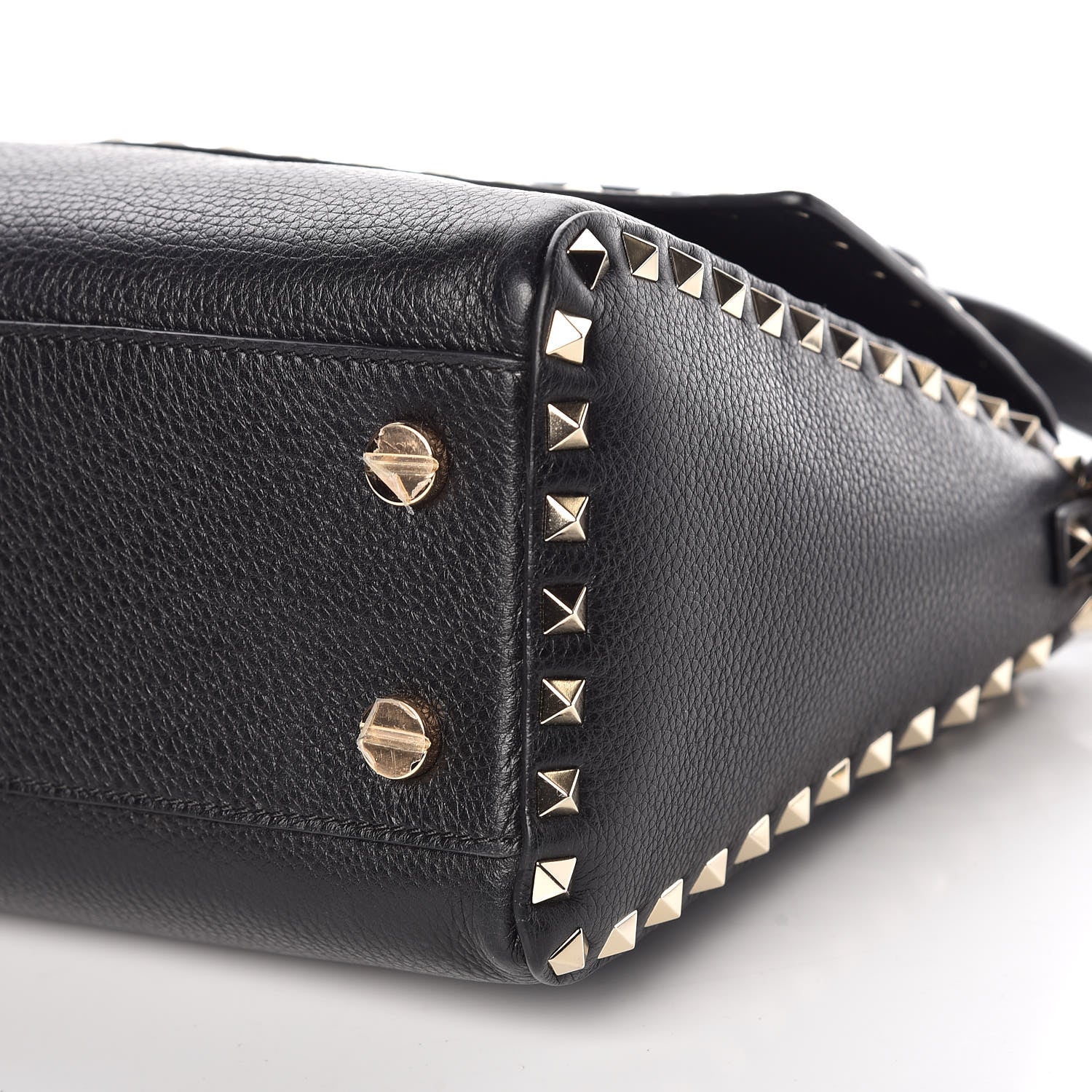 Valentino Garavani Pebbled Calfskin Rockstud Top Handle Shoulder Bag Black 9 of 9