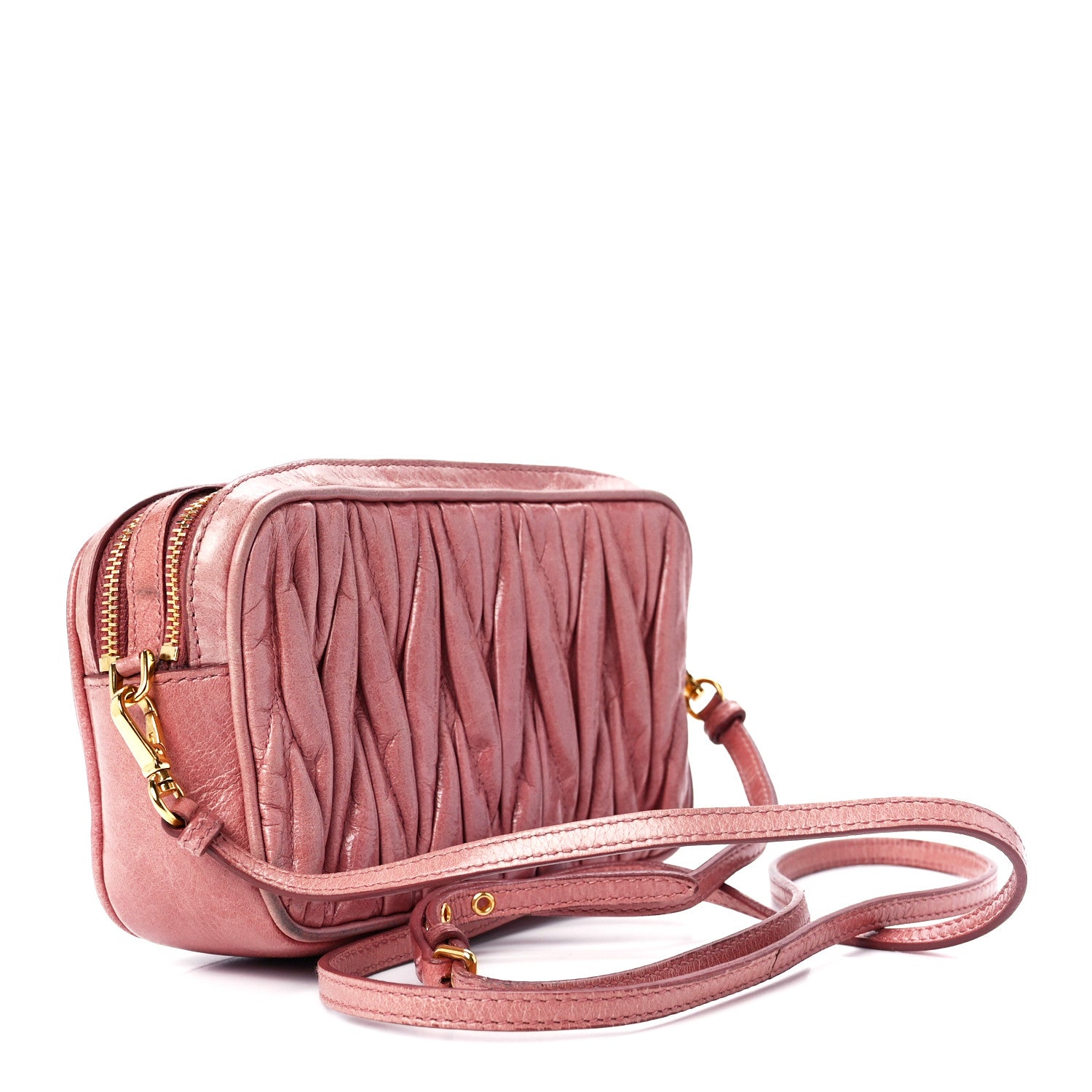 Miu Miu Vitello Lux Matelasse Double Zip Shoulder Bag Rosa 3 of 13