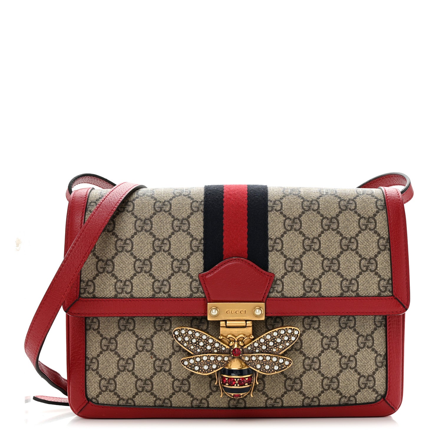 Gucci GG Supreme Monogram Medium Queen Margaret Shoulder Bag Red 1 of 11