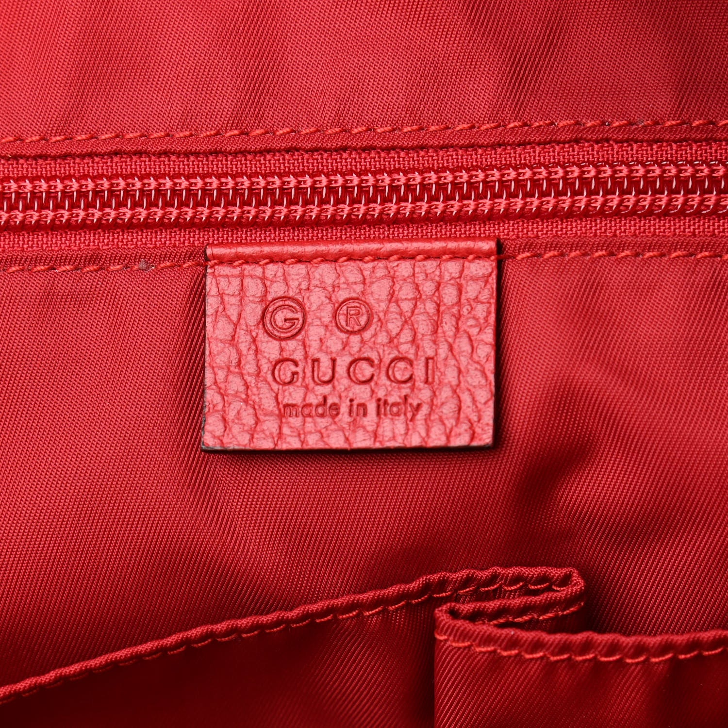 Gucci Nylon Monogram Dollar Calfskin Medium Light Double Buckle Backpack Vibrant Red 6 of 10