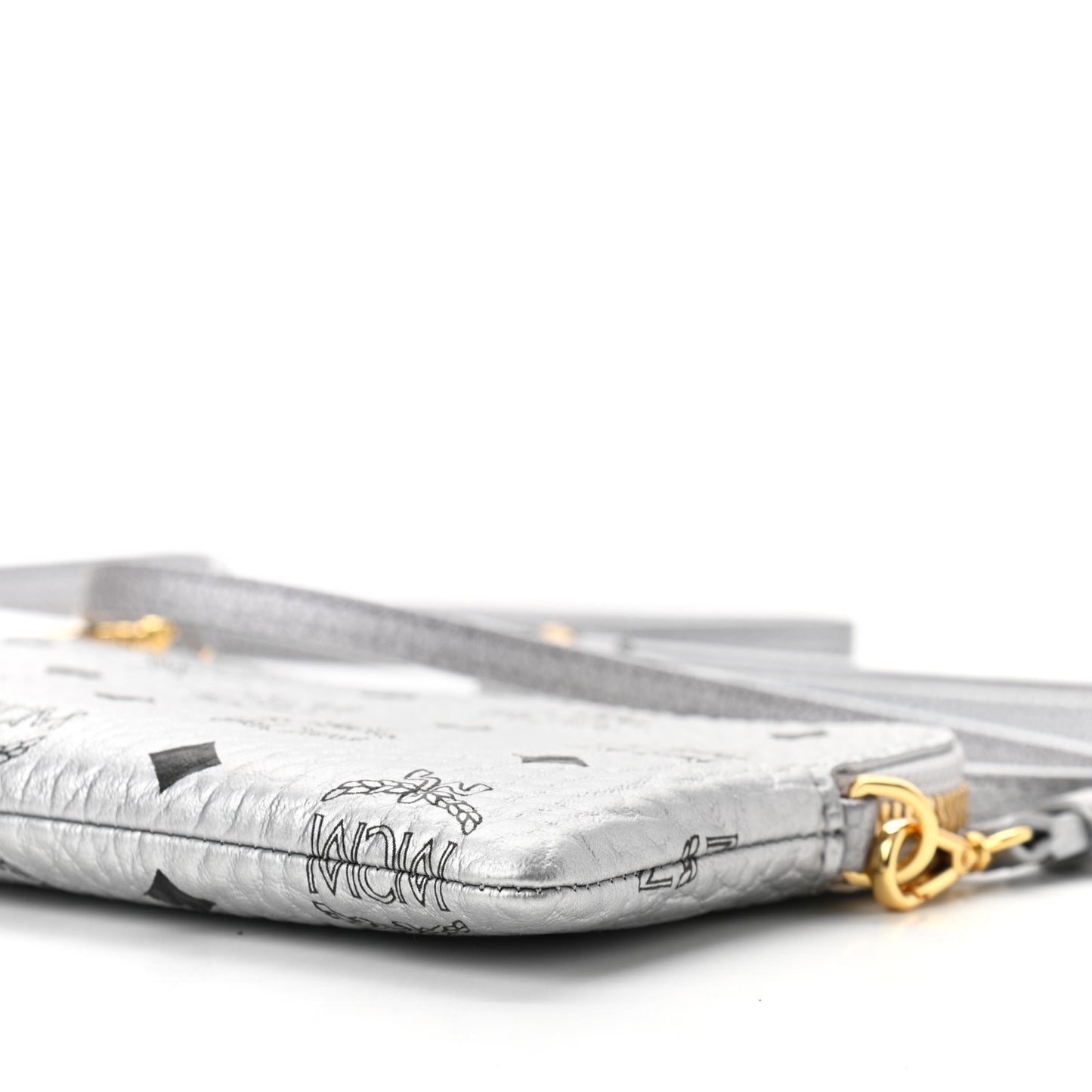 Metallic Visetos Crossbody Tech Pouch Silver