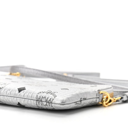 MCM Metallic Visetos Crossbody Tech Pouch Silver 10 of 10