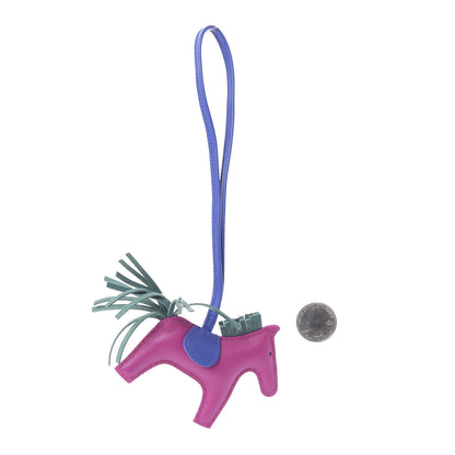 Hermes Milo Lambskin Grigri Rodeo Horse Bag Charm PM Rose Pourpre Bleu Electrique Malachite 2 of 4