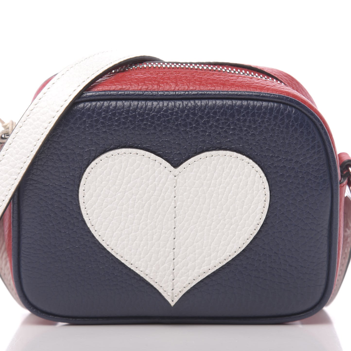 Calfskin Heart Camera Bag Blue Hibiscus Red White