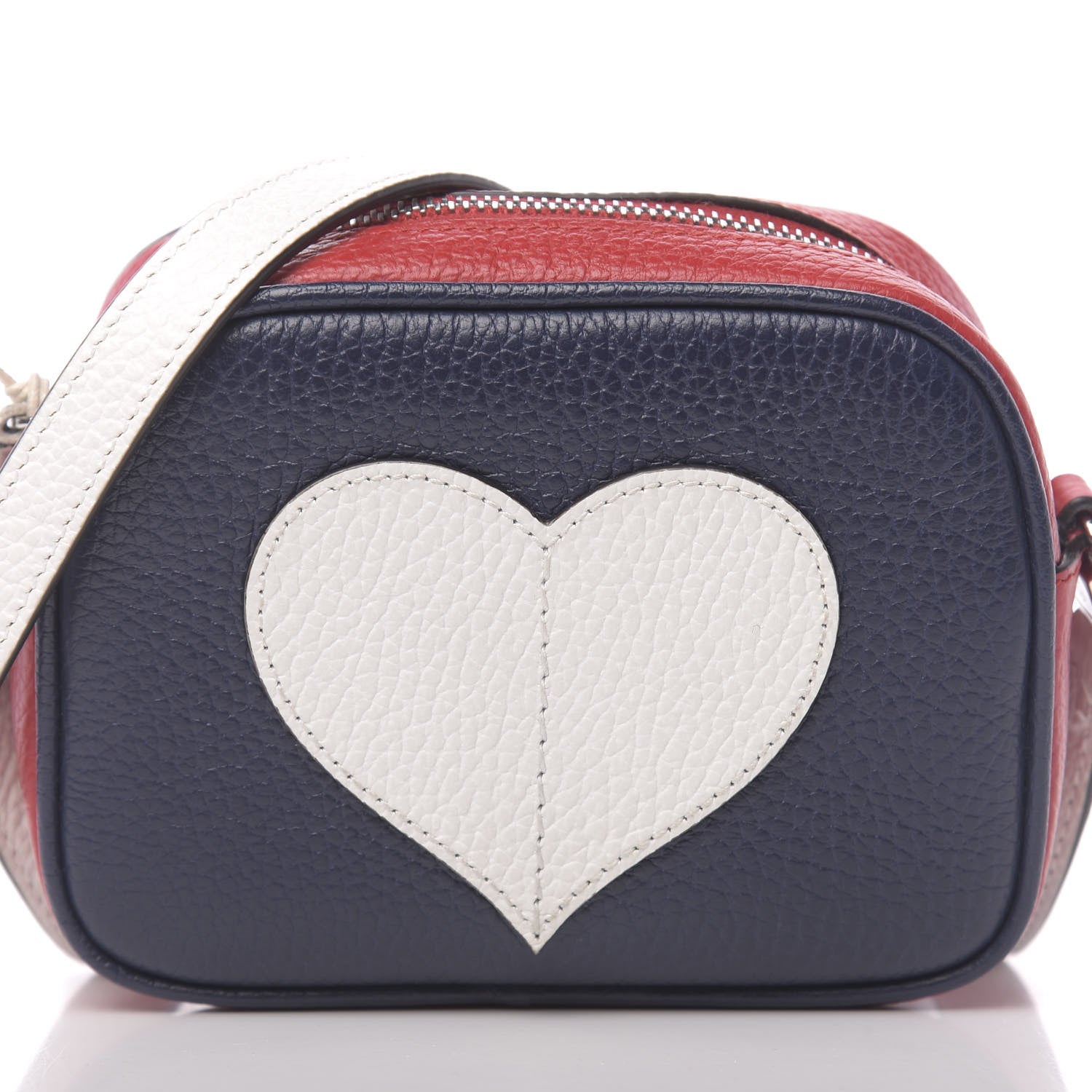 Gucci Calfskin Heart Camera Bag Blue Hibiscus Red White 10 of 13