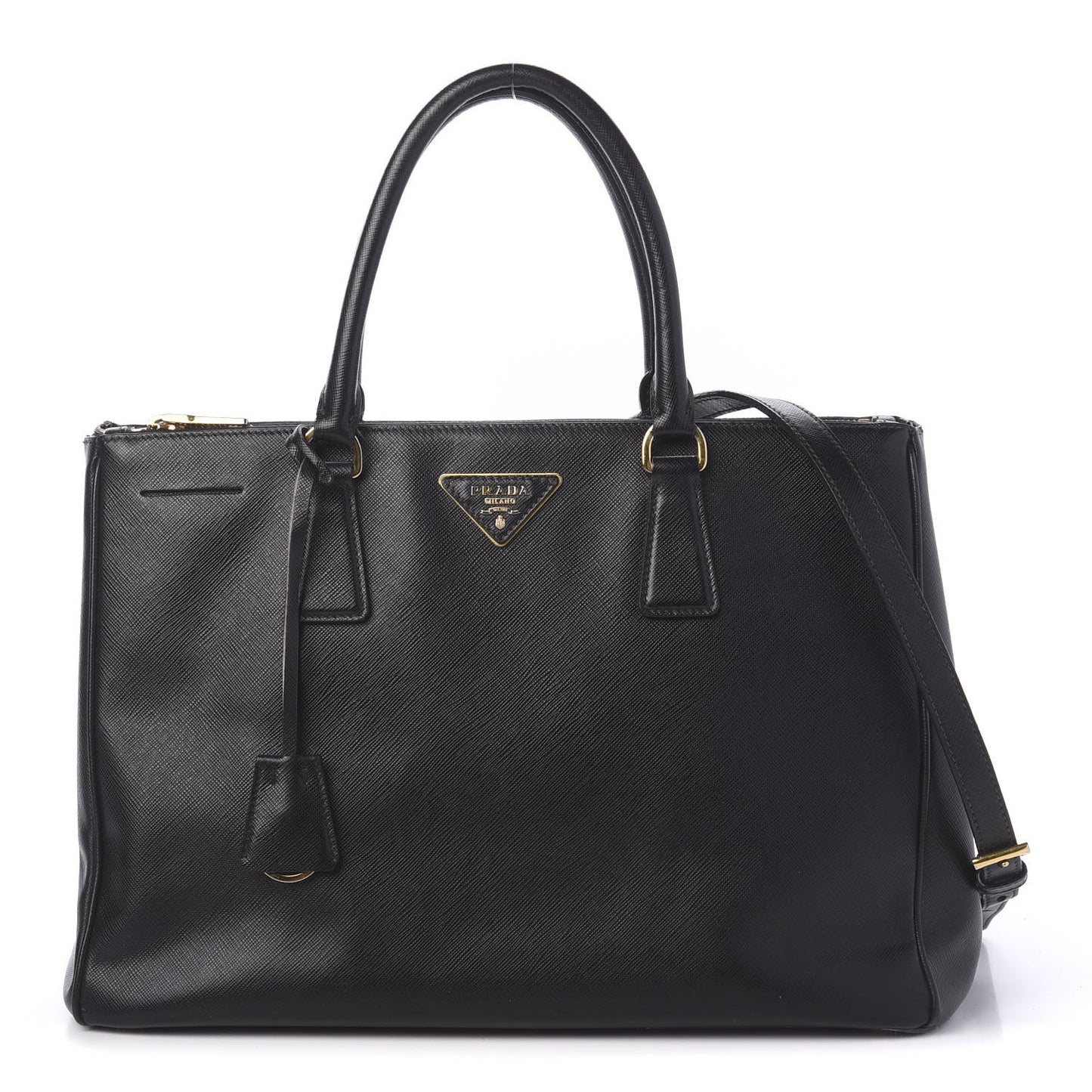 Saffiano Medium Galleria Double Zip Tote Black