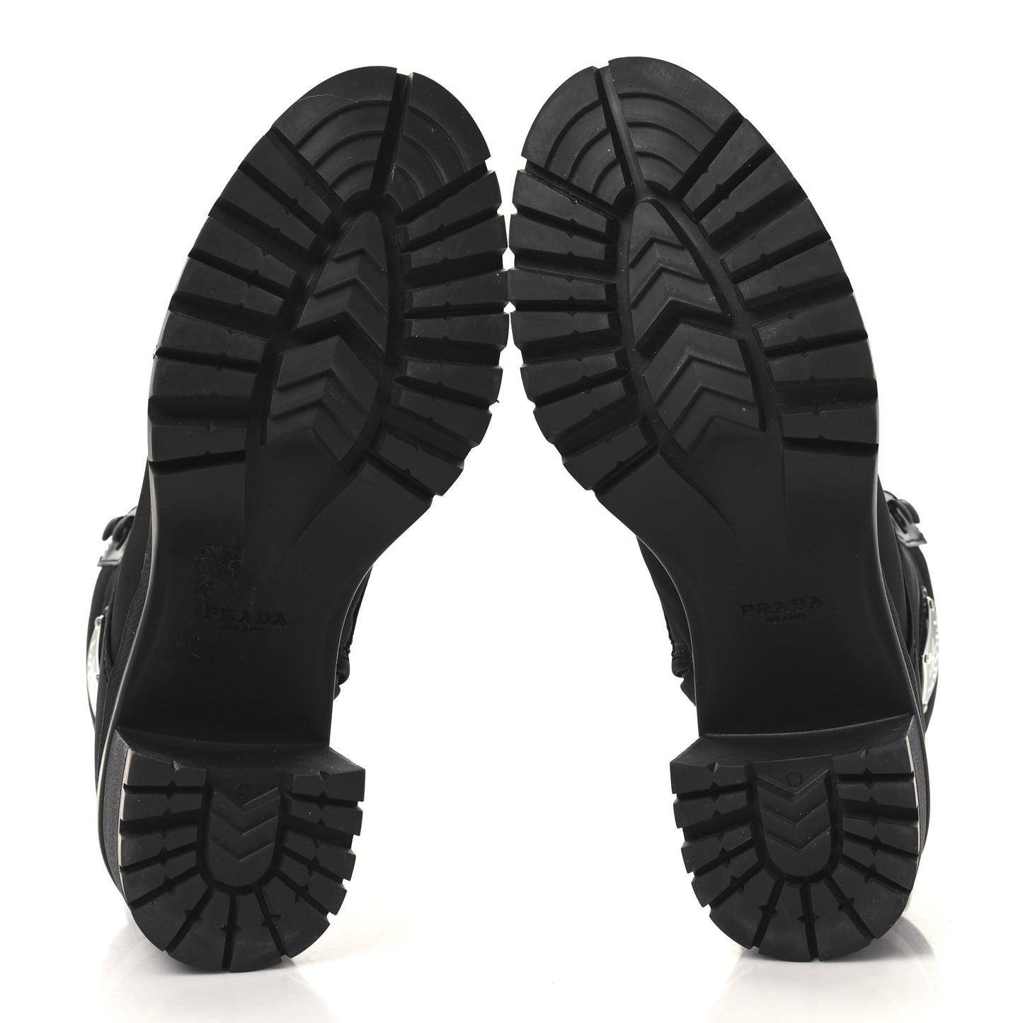 Spazzolato Re-Nylon Metal Triangle Logo Lace Up 85mm Boots 35 Black