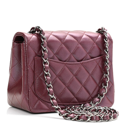 Chanel Iridescent Lambskin Quilted Mini Square Flap Burgundy 3 of 11