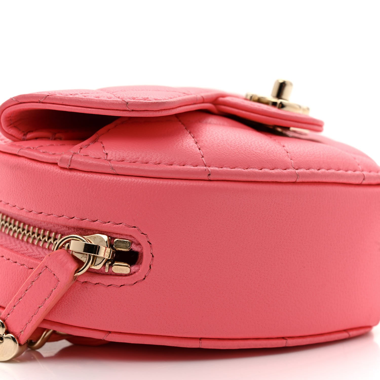 Chanel Lambskin Quilted CC In Love Heart Waist Belt Bag With Chain Pink 9 of 13