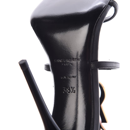 Saint Laurent Calfskin Cassandra Palm Logo 110 Ankle Strap Sandals 38.5 Black 6 of 8