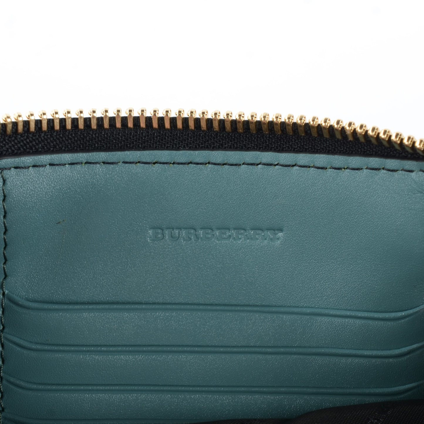 Signature Grain Calfskin Check Embossed Peyton Crossbody Clutch Bag Celadon Blue
