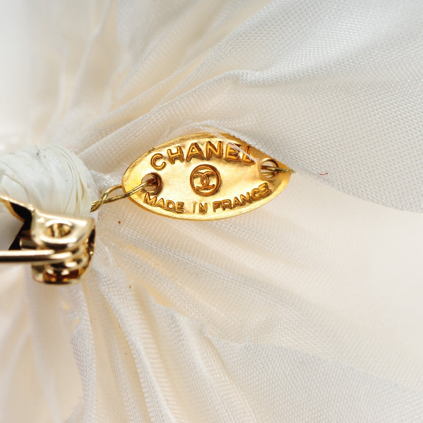 Satin Camellia Pin Brooch White