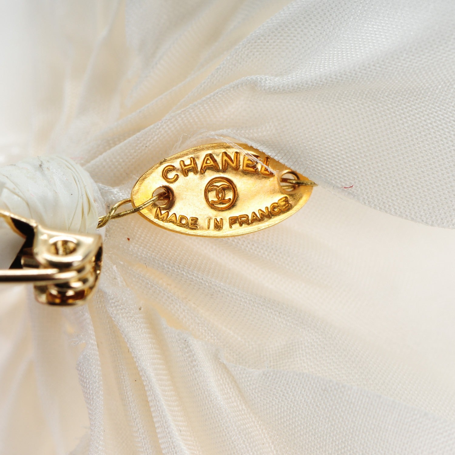 Chanel Satin Camellia Pin Brooch White 4 of 4