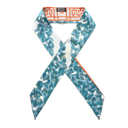 Hermes Silk A Beverly Hills Twilly Orange Bleu Blanc 1 of 4