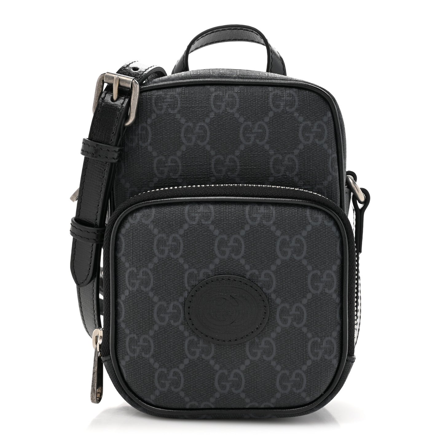 GG Supreme Monogram Azalea Calfskin Mini Retro Interlocking G Bag Black