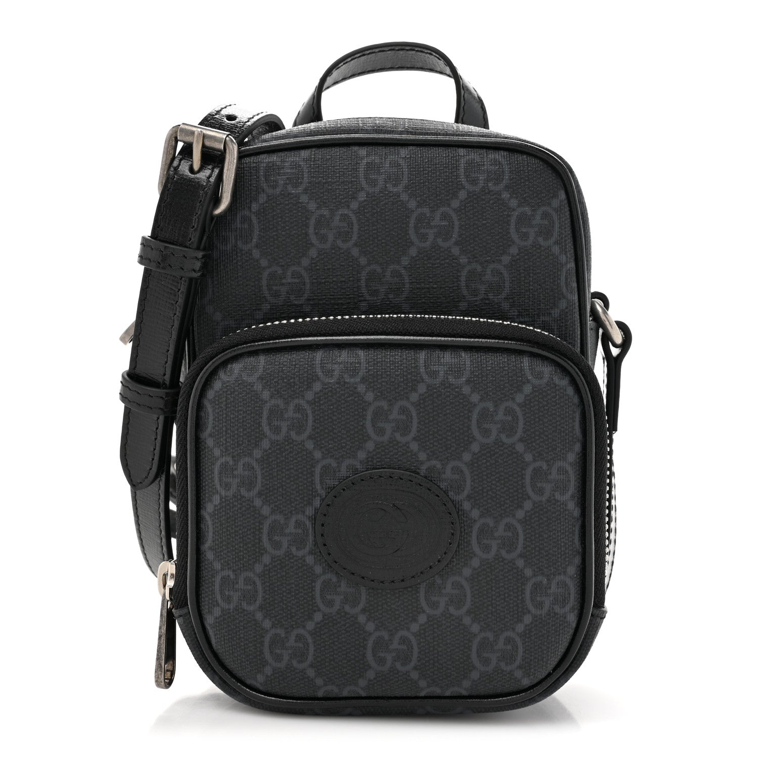 Gucci GG Supreme Monogram Azalea Calfskin Mini Retro Interlocking G Bag Black 1 of 11