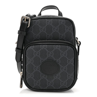 Gucci GG Supreme Monogram Azalea Calfskin Mini Retro Interlocking G Bag Black 1 of 11