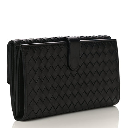 Bottega Veneta Nappa Intrecciato Embroidered Lace Continental Flap Wallet Black 2 of 20